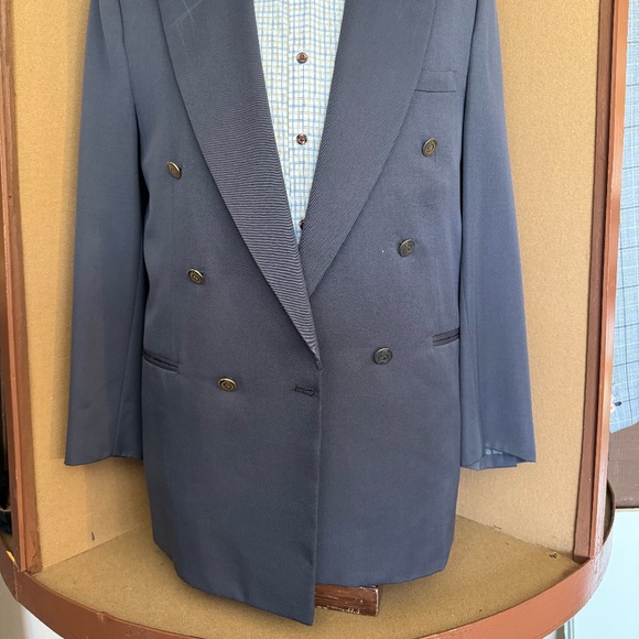 Size 40 Slate blue double breasted 2 piece suit - Picture 2 of 5